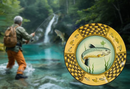 Vintage trout fishing art - fishing,